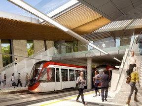 Artist's conception of the completed first phase of Ottawa's light rail project.