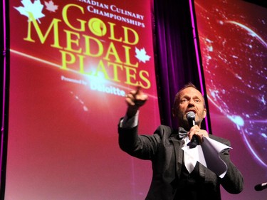 Former Conservative cabinet minister Stockwell Day was charity auctioneer at the Gold Medal Plates benefit dinner for Canadian Olympic athletes, held at the Shaw Centre on Monday, November 17, 2014.