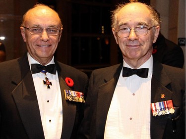 From left, Gen. (Ret'd) Ray Henault with Canadian historian Desmond Morton at a special First World War commemorative evening held at the National Gallery on Monday, Nov. 10, 2014.