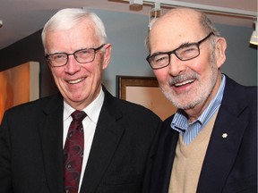 From left, Russell Mills, board chairman of the National Capital Commission, with Peter Herrndorf, president and CEO of the National Arts Centre, at an Ottawa Chamber Music Society reception held Thursday, November 27, 2014.