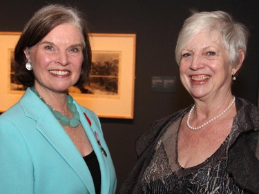 From left, Susan Peterson d'Aquino with Barbara Anderson at a special First World War commemorative evening held at the National Gallery of Canada on Monday, Nov. 10, 2014.
