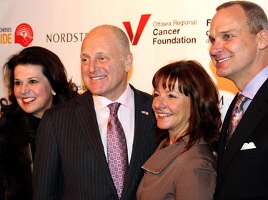 From left, Vicki Heyman and U.S. Ambassador Bruce Heyman with Linda Eagen, president and CEO of the Ottawa Regional Cancer Foundation (ORCF), and John Banks, Nordstrom's new Ottawa store manager, at a reception held at Lago's on Wednesday, November 19, 2014, to promote Nordstrom's store-opening charity gala in March.