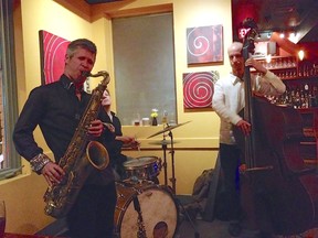 Joel Miller, Greg Ritchie and Fraser Hollins, all of Montreal, played at ZenKitchen Oct. 8, 2014.