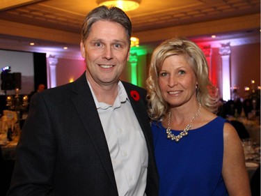 Jeff Darwin, regional vice president at Scotiabank, with his wife, Wendy, at the Italian-themed Mangia! Mangia! gala for the Queensway Carleton Hospital, held Saturday, Nov. 8, 2014.