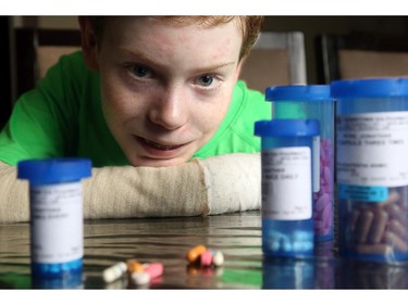 Jonathan's pain threshold is unimaginable for most, but still antibiotics and pain relievers play a daily role in his life. He takes half a dozen pills three times a day along with two doses of methadone just to make the pain tolerable.