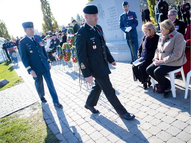 From left: Lieutenant-General David Millar and Chief Warrant Officer Pierre Marchand during the Remembrance Day ceremony held at the National Military Cemetery at Beechwood Cemetery Tuesday November 11, 2014.