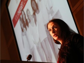 Lisa McDonnell talks during the launch of the first women's heart health centre in Canada by the University of Ottawa Heart Institute, November 07, 2014. (Jean Levac/ Ottawa Citizen)