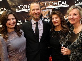 Loft Urban Salon co-founder and creator of the Loft Gala Bruno Racine is surrounded by gala host Sarah Freemark, and fashion designers Emilia Torabi and Jana Hanzel. Proceeds from the May 9 event will go to cancer coaching services at Maplesoft Centre.