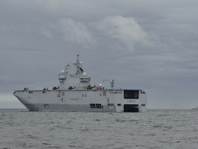 French Navy ships, Le Mistral and Le Lafayette take part in Exercise LION MISTRAL 2014 off the coast of Gaspé, Québec on June 20, 2014.  

Photo: MCpl Patrick Blanchard, Canadian Forces Combat Camera

Les navires de la Marine nationale Le Mistral et Le Lafayette participent à l’exercice Lion Mistral 2014, au large de Gaspé (Québec), le 20 juin 2014.
 
Photo : Cplc Patrick Blanchard, Caméra de combat des Forces canadiennes
IS2014-3033-13