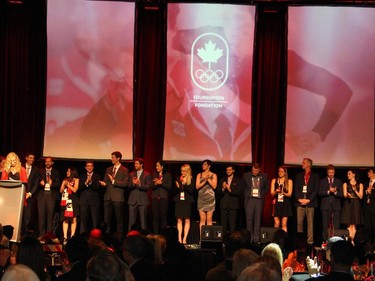 Olympic athletes, past and present, took to the stage at the Gold Medal Plates benefit dinner for Canadian Olympic athletes, held at the Shaw Centre on Monday, November 17, 2014.