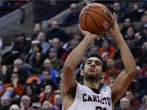 Philip Scrubb, seen in a file photo, had eight three-pointers for Carleton on the weekend while Matt Plunkett put in eight from three-point range for the University of Ottawa.