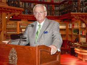 Speaker of the Senate Noel Kinsella (shown here in the Library of Parliament).