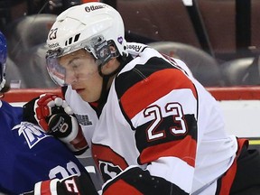 The Ottawa 67's Sam Studnicka, seen in a file photo, scored his first OHL career hat trick in a win over Guelph on Sunday, Nov. 16, 2014.