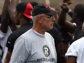 Ottawa Redblacks' Offensive Coordinator and Offensive Line coach Mike Gibson during Wednesday's practice on July 2, 2014 at TD Place Stadium. (Cole Burston/Ottawa Citizen)