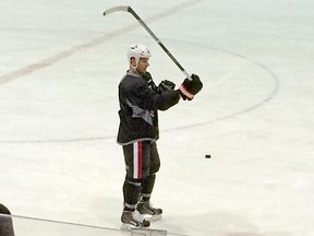 Ottawa Senators defenceman Marc Methot skates at practice on Friday, Nov. 14, 2014. He's happy to be back on the ice with his teammates and to 'feel like a player again'.