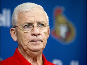 Ottawa Senators' GM Bryan Murray addresses the media on the Jason Spezza trade  at the Canadian Tire Centre Tuesday, July 1, 2014.   (Darren Brown/Ottawa Citizen)