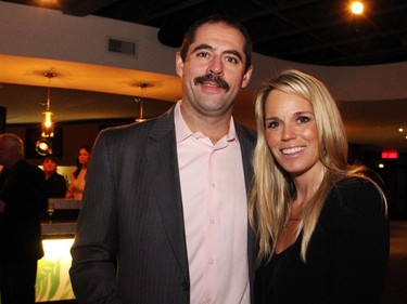 Ottawa Senators player Chris Phillips (sporting a Movember) and his wife, Erin, were at Lago Bar and Grill on Wednesday, November 19, 2014, for a reception to promote a charity gala being hosted by Nordstrom in March for the opening of its new store at the Rideau Centre.