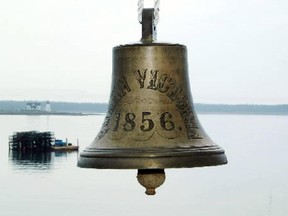 The bronze bell from the SS Queen Victoria, seen here in Prospect Harbor, Maine, will be a star attraction at an upcoming exhibition at the Canadian Museum of History.