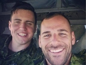 Cpl. Branden Stevenson, left, and and his best friend, Cp. Nathan Cirillo, were guarding the memorial last week when Michael Zehaf-Bibeau shot and killed Cirillo.