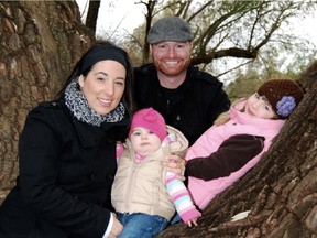 Karla Santos and Adam Collins are seen with their daughters, Ainsley (centre) and Ella. Karla had been declared cancer-free in 2009, but just before Christmas 2011 she was told the brain tumour had returned.