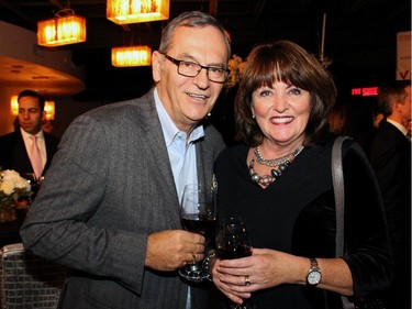 Retired bank executive Dennis Jackson, vice-chair of the United Way Canada board and past chair of United Way Ottawa, with his wife, Dorothy, at a reception held Wednesday, November 18, 2014, at Lago's to promote a charity gala that Nordstrom is hosting in March for United Way Ottawa and the Ottawa Regional Cancer Foundation.