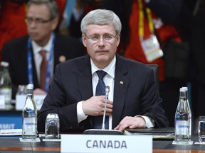 Canadian Prime Minister Stephen Harper attends the G20 Summit in Brisbane, Australia Saturday, Nov. 15, 2014.