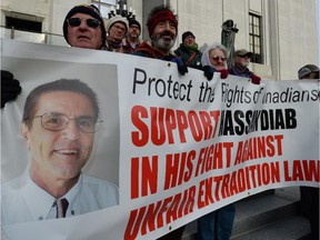 Supporters of Hassan Diab rally outside the Supreme Court of Canada in Ottawa on Thursday, November 13, 2014.