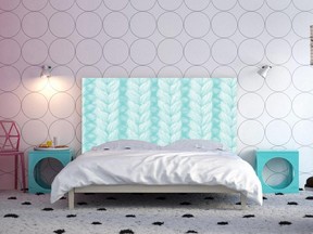 A slipcovered headboard by Noyo Home is an easy alternative to replacing your headboard.