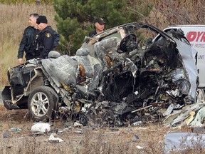 A man believed to be in his 50s lost control of his vehicle near the Dillworth Road exit. The vehicle struck an overpass, flipped on to its roof and caught fire.