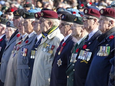Veterans standing tall as the annual Remembrance Day Ceremony takes place at the National War Memorial in Ottawa.