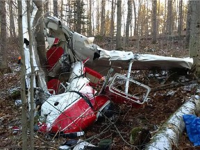 Wreckage of a missing Cessna 150 was found in Algonquin Park on Wednesday, November 12, 2014. Both the pilot and a passenger, both in their 20s, were killed. (Handout photo/Ontario Provincial Police)