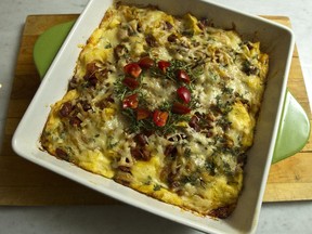 Make this breakfast casserole on Christmas Eve, then let it bake, filling your home with savoury aromas, as you open gifts on Christmas morning.