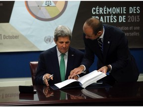U.S. Secretary of State John Kerry signed the UN Arms Trade Treaty in 2013. The U.S. has not ratified the treaty.