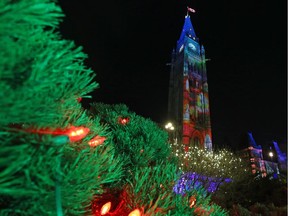 Christmas Lights Across Canada Illumination ceremony on Parliament Hill in December 2014.