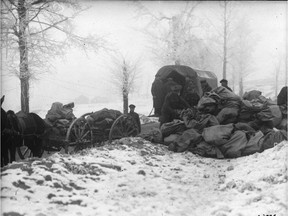 Christmas mail is delivered to the front during the First World War.