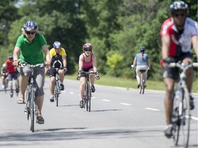 In the summer, part of the Sir John A. Macdonald Parkway is shut down on weekends for cyclists and pedestrians.