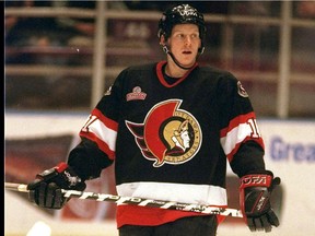 Daniel Alfredsson of the Ottawa Senators in 1995 during a game against the New York Rangers.