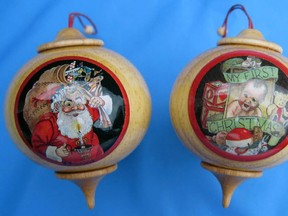 Wood ornaments from Fine Wood Ornaments, one of the exhibitors at the Originals Christmas craft show.