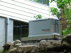 This stationary standby generator automatically starts up when power from the grid fails. The best models operate on propane or natural gas and run very quietly.