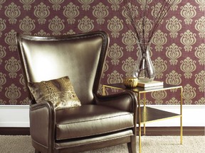 The colour of the year from industry leader Pantone is marsala, a reddy-brown wine colour like the shade of this York Wallcoverings wallpaper (RL1153).