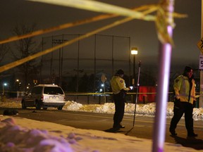 Police on the scene of an incident in the south end Thursday night in which a man apparently jumped from the back of a  vehicle.