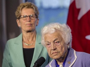 Ontario Premier and Liberal Leader Kathleen Wynne (left) and Mississauga Mayor Hazel McCallion  on Wednesday May 14 , 2014.