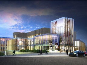 The exterior of the renovated National Arts Centre will consist of a glittering new glass facade along Elgin Street from Albert to Queen and down the rampway to the Rideau Canal.