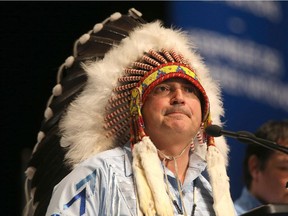 National chief Perry Bellegarde speaks after being elected on the first ballot at the Assembly of First Nations Election in Winnipeg on Wednesday, December 10, 2014.