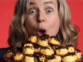 Ottawa Citizen financial analyst, Heather Riopelle, with uber tasty orange coconut macaroons.