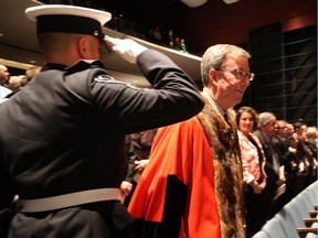 Ottawa Mayor Jim Watson arrives at the swearing in ceremony held at Centrepointe Theatre in Ottawa, December 01, 2014.