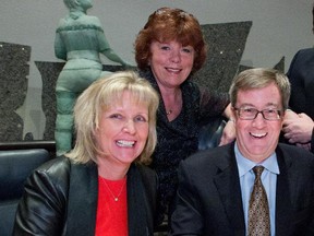 Diane Deans, Jan Harder and Mayor Jim Watson in 2012.