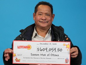 Ottawa resident Samon Muk won $609,059.80 in the December 6, 2014, LOTTARIO draw.