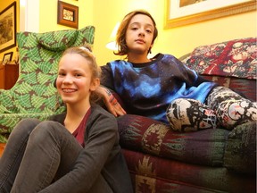 Quinn Maloney-Tavares (R) and Polly Hamilton go to St. George's school. They wanted to do a project on gay rights, but the principal vetoed it. (Jean Levac/ Ottawa Citizen)