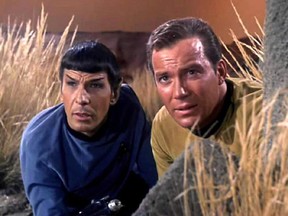William Shatner played Capt. James T. Kirk in the original Star Trek series. Here he is with the late 
Leonard Nimoy who played Spock.